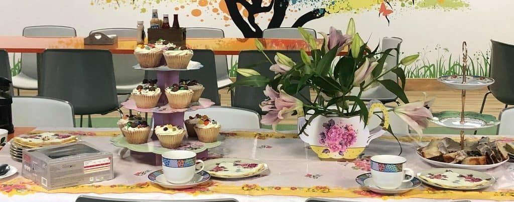 image of tea and cakes served at our chill and chat events