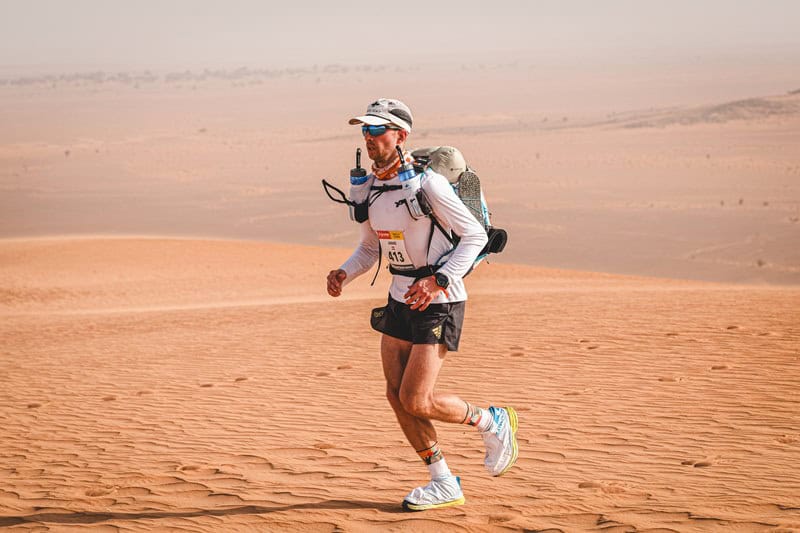 Man running in desert