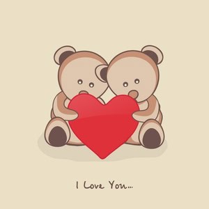 Two bears holding a heart