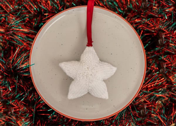 knitted star on a plate