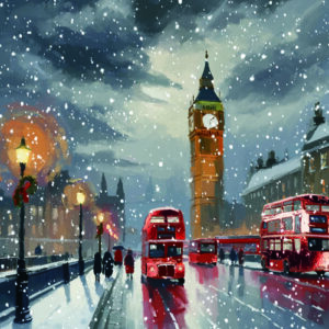 London Buses In Winter Christmas Cards – Pack of 10