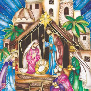 Stained Glass Nativity Christmas Cards – Pack of 10